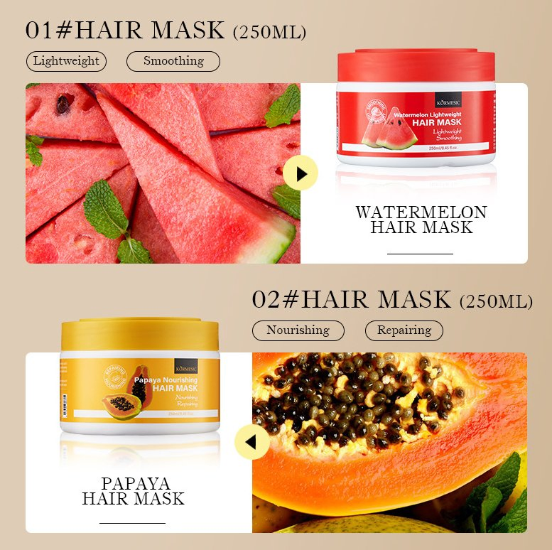 Online Wholesale and Retail Hair Mask Set Watermelon Lightweight Papaya Nourishing Aloe Vera Hydrating Banana Softening Hair Mask