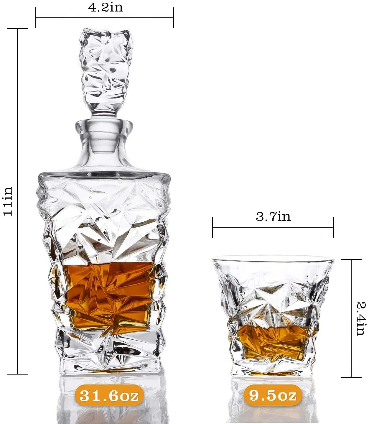 Lighten Life Whiskey Decanter Set with Glasses, Crystal Liquor Decanter Set with 4 Glasses in Premium Box