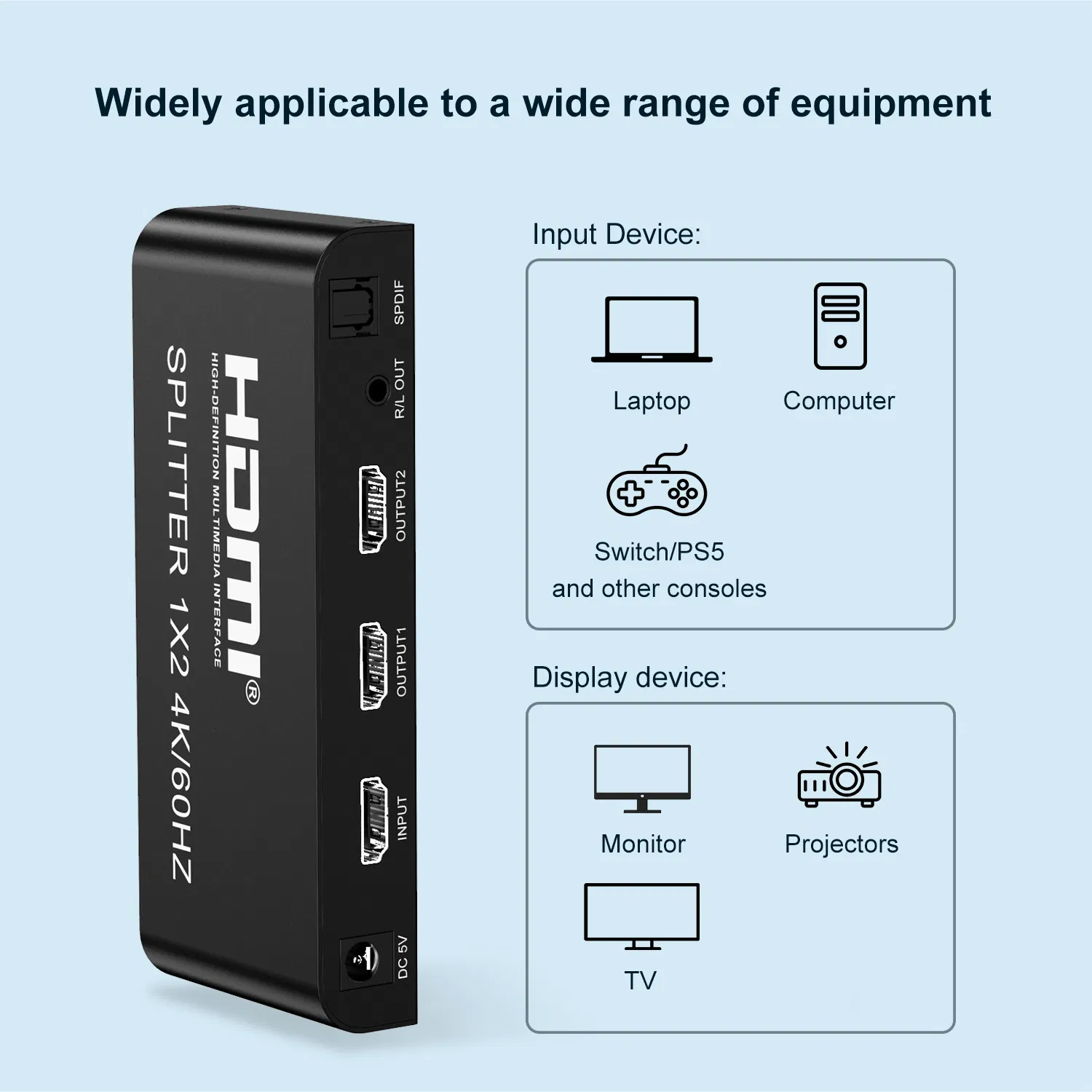 Разветвитель HDMI 1x2 4K 60Hz