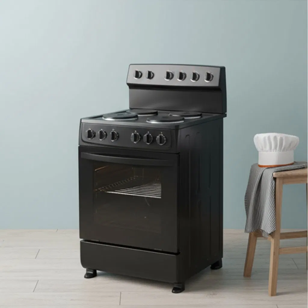 Versatile Black Electric Oven with Hotplate for Modern Kitchens