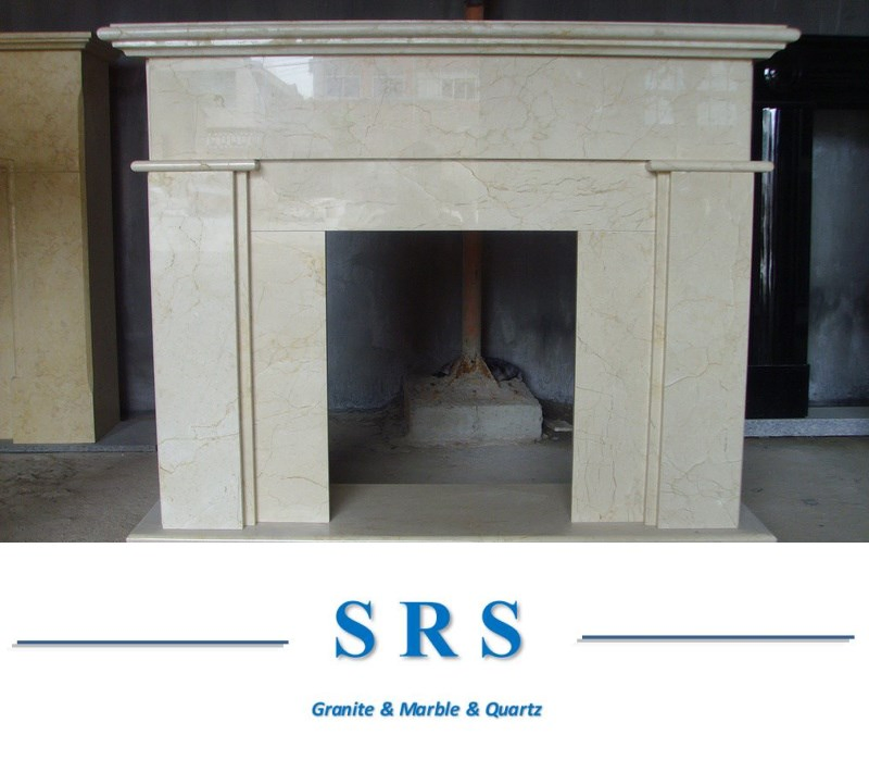 Stone Carving Marble Fireplace with Flowers in White /Grey/Black