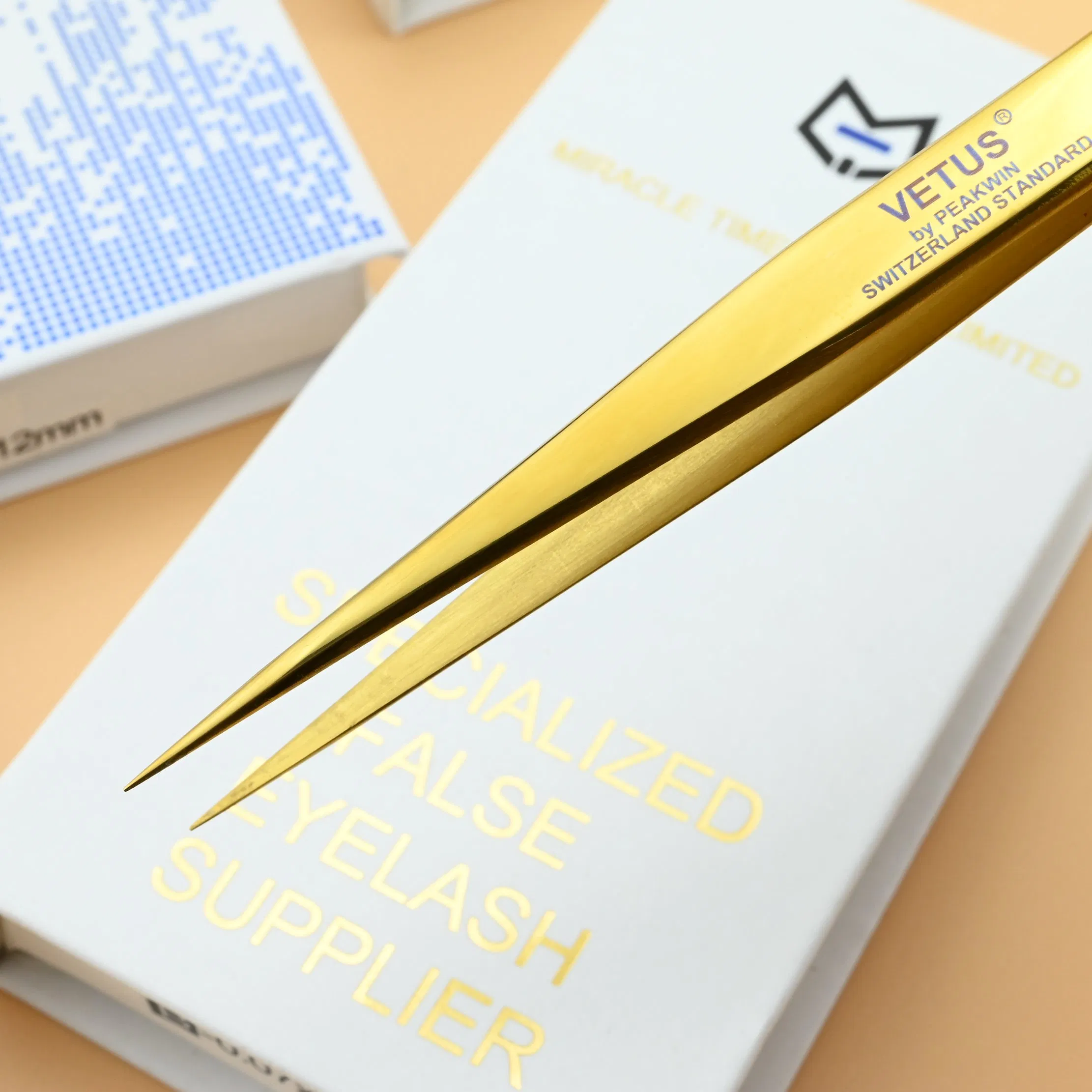 Mt Lashes Wholesale OEM Beauty Salon Daily Use Beautiful Champagne Eyelash Precision Tweezer