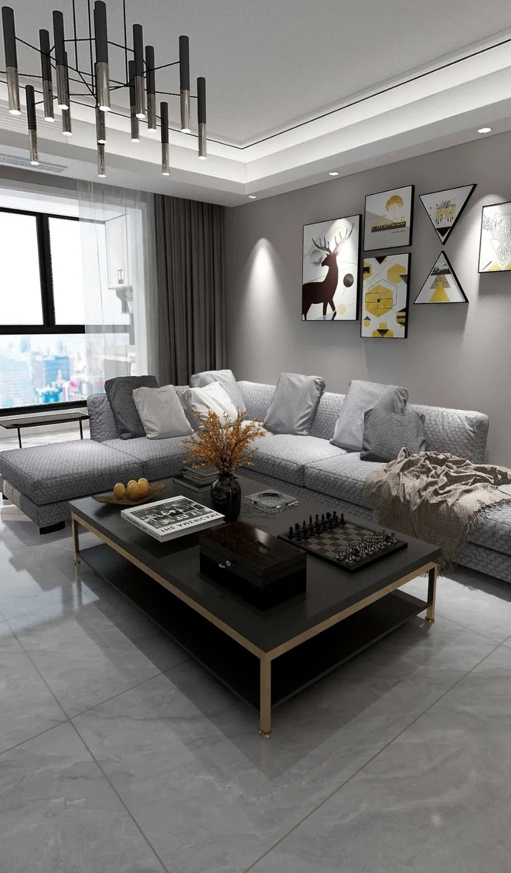 Made in China Guangdong Ceramic Floor Tile 750*1500 Large Board, Office, Entertainment, Bedroom, Living Room,