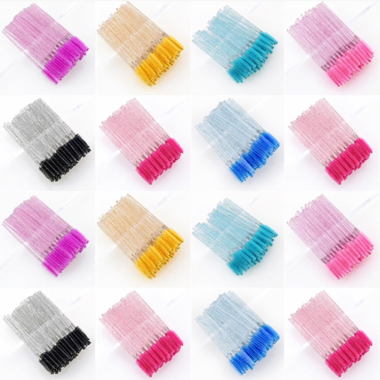 Wholesale Diamond Micro Brush Individual Eyelash Extension Crystal Shiny Disposable Mascara Wands Eyelash Eyebrow Brushes