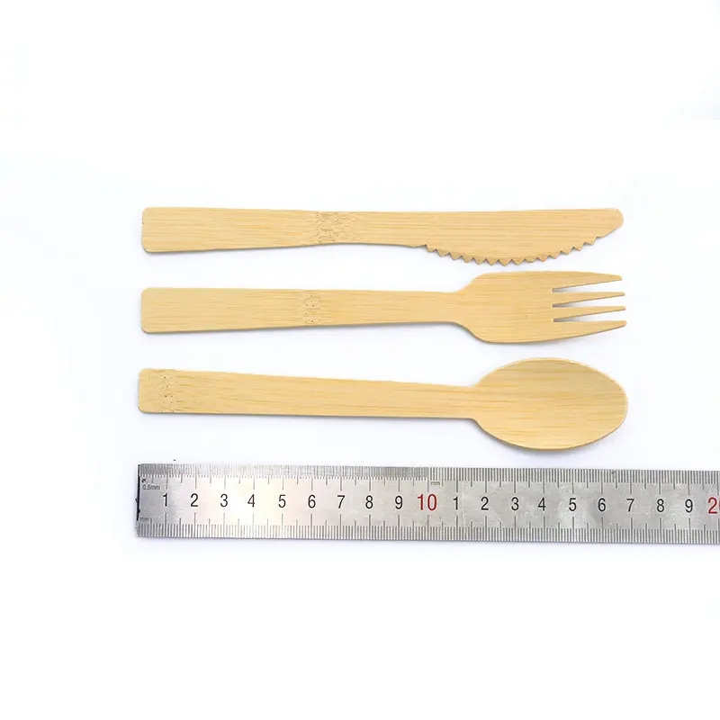 170 mm Dinnerware Eco Friendly Disposable Bamboo Knife Fork Spoon Cutlery Set