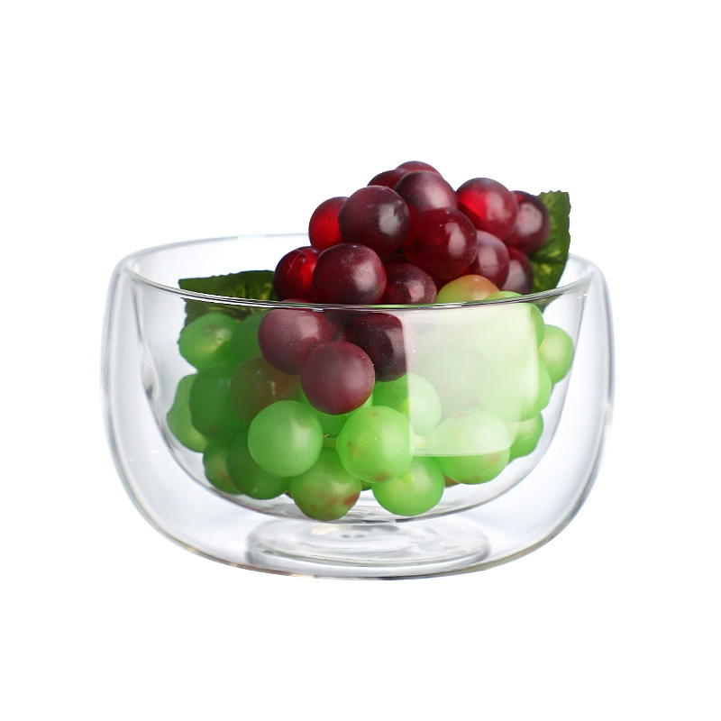 Double Layer Heat-Resistant High Borosilicate Glass Bowl Big Salad Bowl Microwave Tableware Ice Cream Heatproof Salad Dinnerware