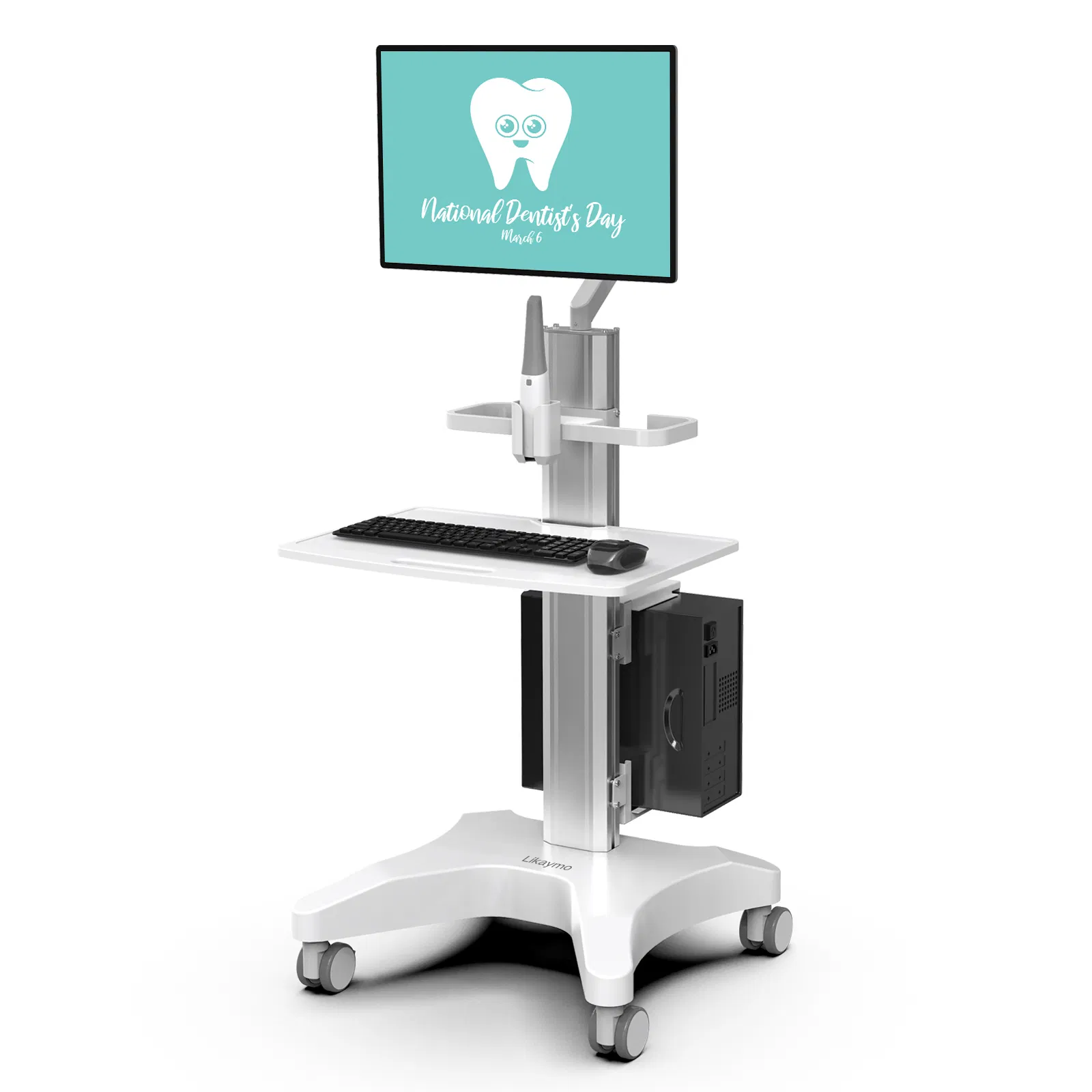 Hospital Dental Clinic Trolley with Wheels and Scanner Stand