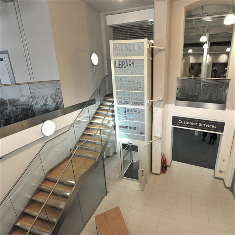 Prima Customized Straight Staircase with Wood/Marble Tread and Glass Railing