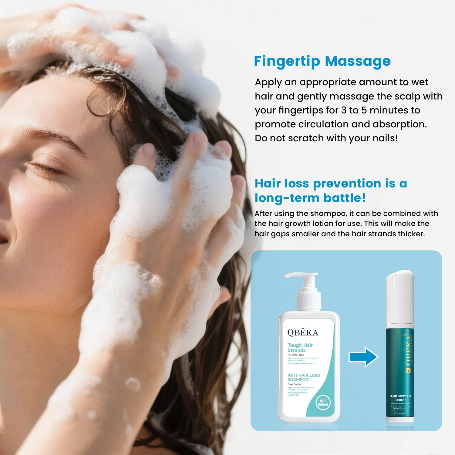 Qbeka Herbal Refreshing Shampoo for Anti-Hair Loss & Scalp Revitalization