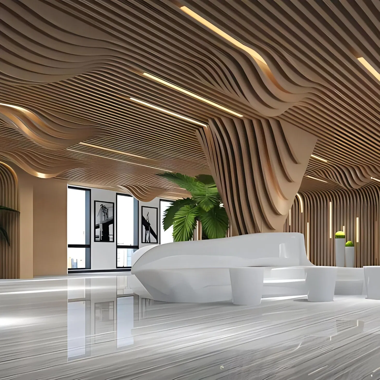 Customized False Suspended Metal Curved Ceiling Fireproof Construction Decoration Wave Baffle Aluminum Ceiling with Factory Price