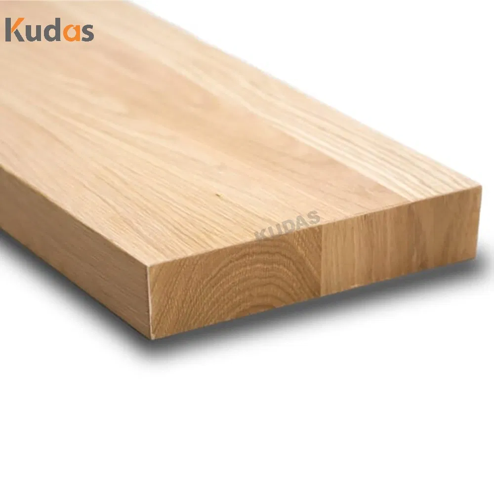 Invisible Stringer Straight Stairs Red Oak Solid Wood Tread for Staircase