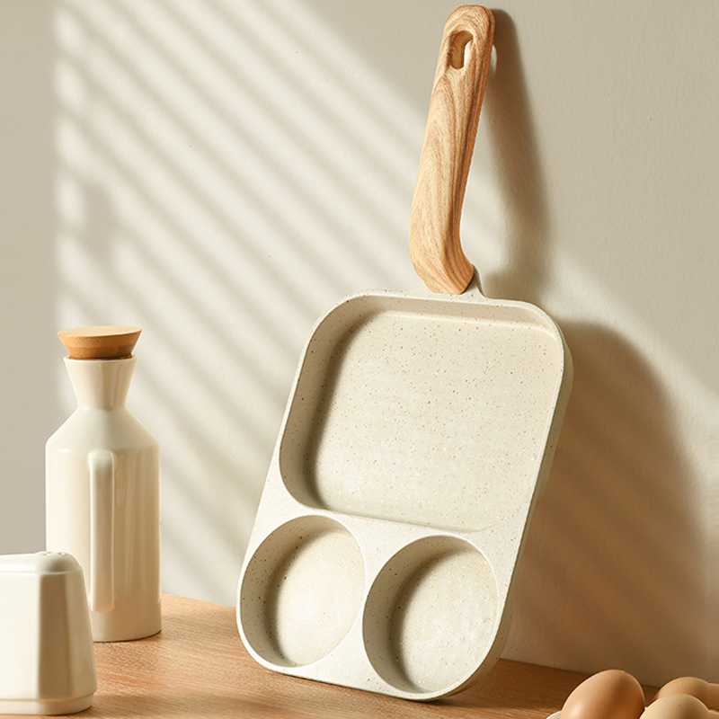 Non-Stick Frying Pan Marble Coating, Large Egg Pan for Breakfast, 3-in-1 Mini Hamburger Pan