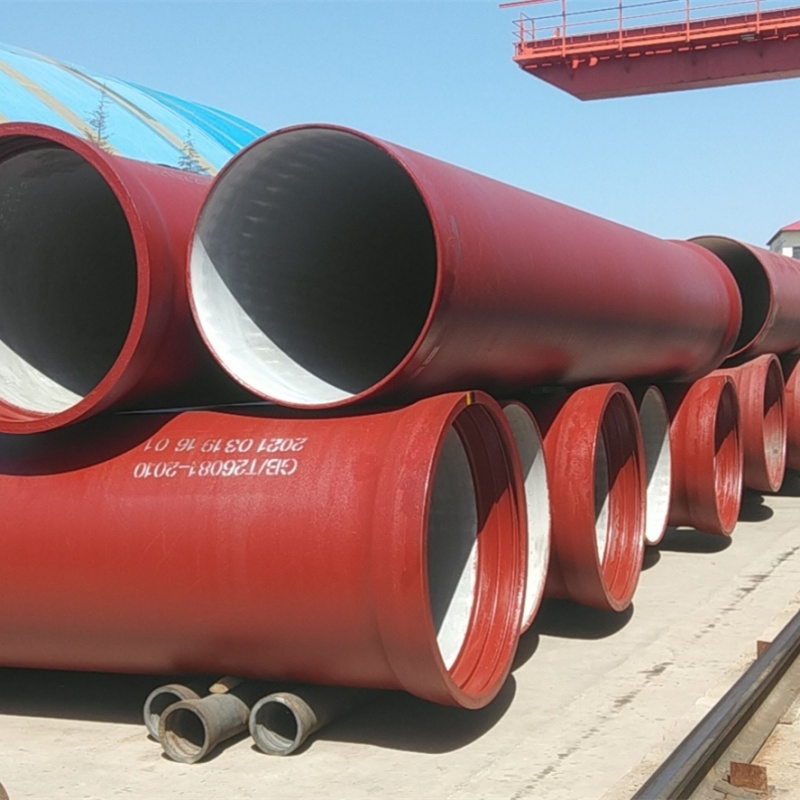 C40 Ductile Iron Pipe: Red-Coated Sewage Transport Pipeline for Municipal Projects