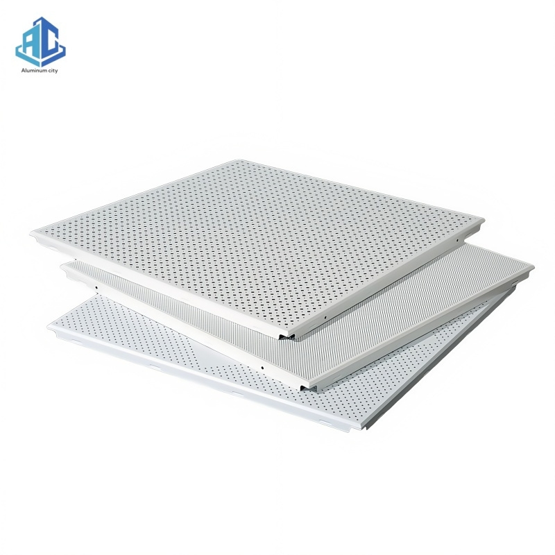 Noise Reduction White Perforated Aluminum Panel Metal False Suspended Aluminum Ceiling