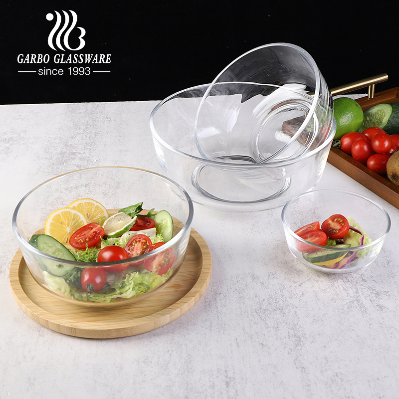 Popular Good Quality Glass Bowl Clear Unique Shape Salad Fruit Serving Bowls Diagonal Shape Glass Serving Bowl