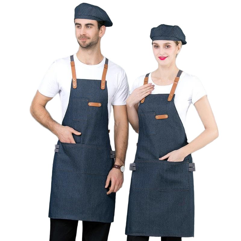 Wholesale Leather Linen Denim Tea Kitchen Milk Waist Canvans Cook Bib Apron
