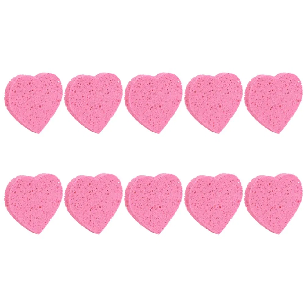 Compressed Facial Sponges Reusable Heart Shaped Face Cleaning Sponge Pads
