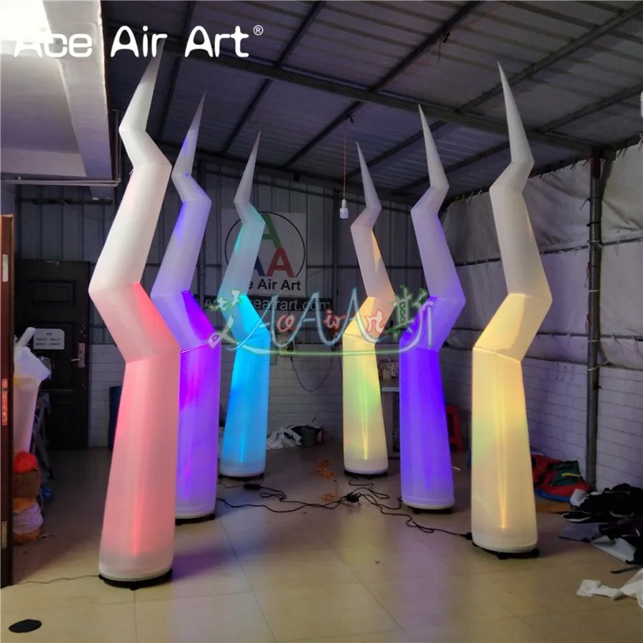 6 PCS/Lot 3mh Beautiful Inflatable Flash Lighting Bolt Inflatable Flash Pillars for Stage Party Decorations