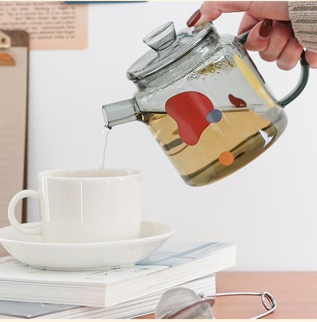 Colorful Glass Heat Resistant Thickened Loose Leaf Flower Borosilicate Glass Teapot