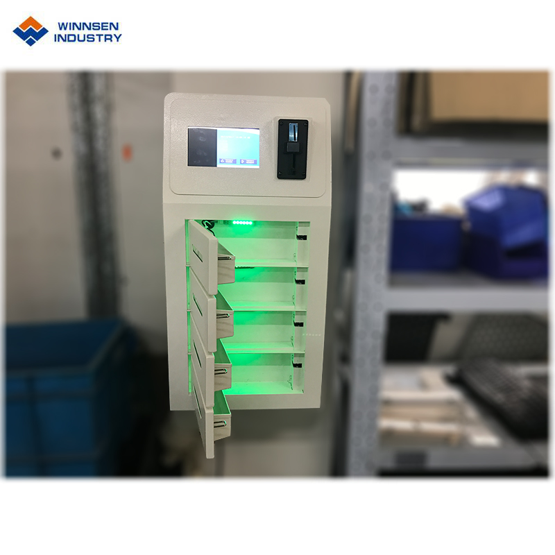 Wall Mounted Pin Code Operated Cell Phone Charging Kiosk with 4 Lockers