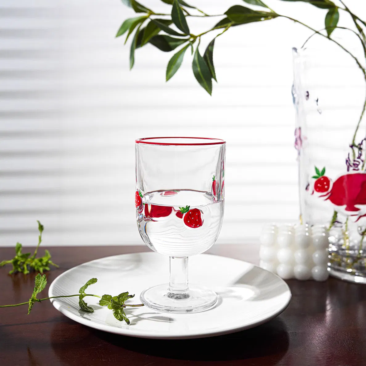 Стакан для сока с ручной росписью фруктов, 380 мл