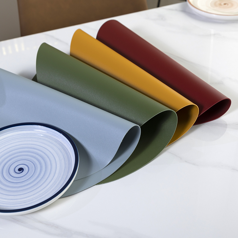 Table Wipeable Washable Droplet Irregular Faux Leather PVC Placemats Heat Resistant
