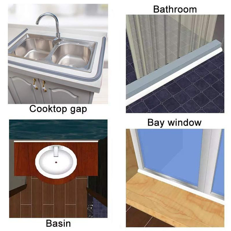 Factory Directly Supplies Customize Shower Room Water Flexible Strips Bathroom Silicone Water Retaining Strip