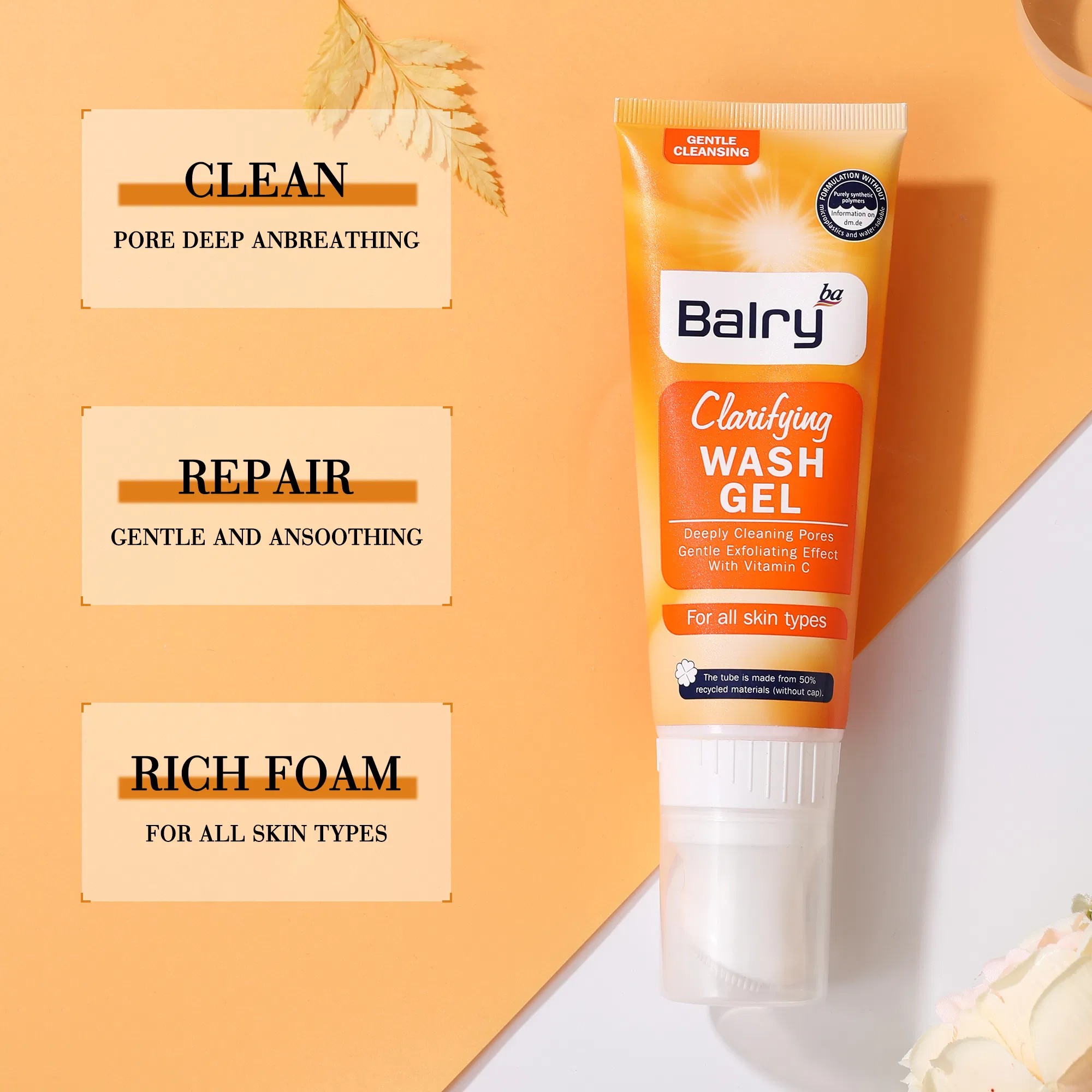 Skincare Anti Acne Facial Cleanser Enhanced Vitamin C Face Wash with Brush