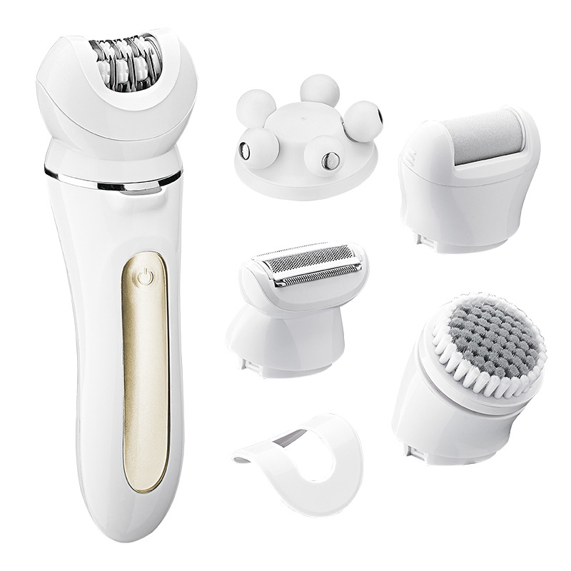 Multifunction 5-in-1 Rechargeable Hair Removal Epilator for Women with Massage Head