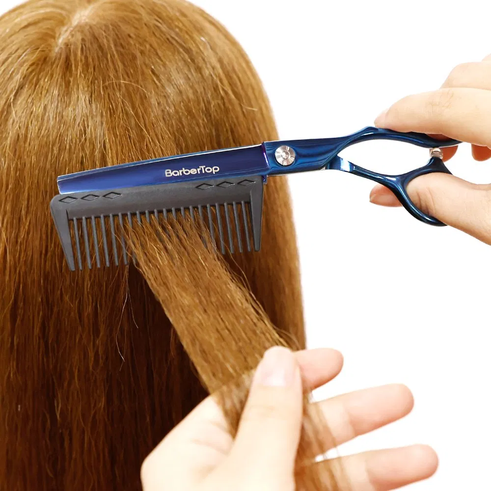 New Design Professional Hair Cutting Scissors with Comb Attached Stainless Steel