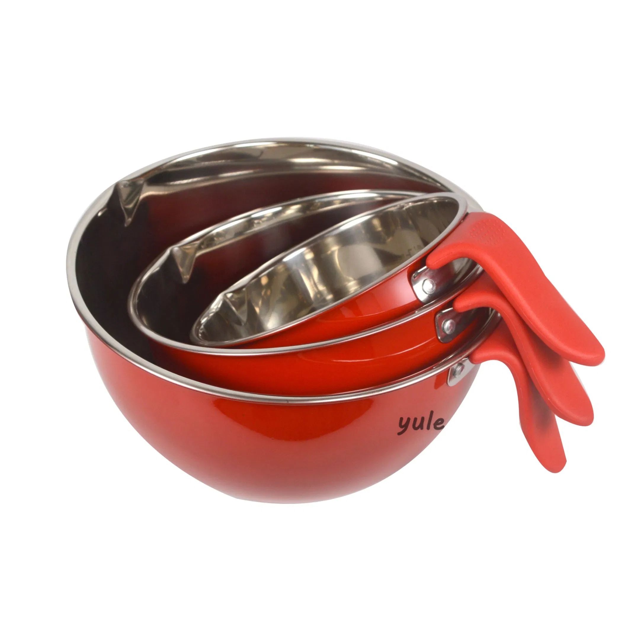 Colorful Kitchenware Salad Bowl Fruit Bowl Long Handles and 3 Graters Stocked Mixing Bowl