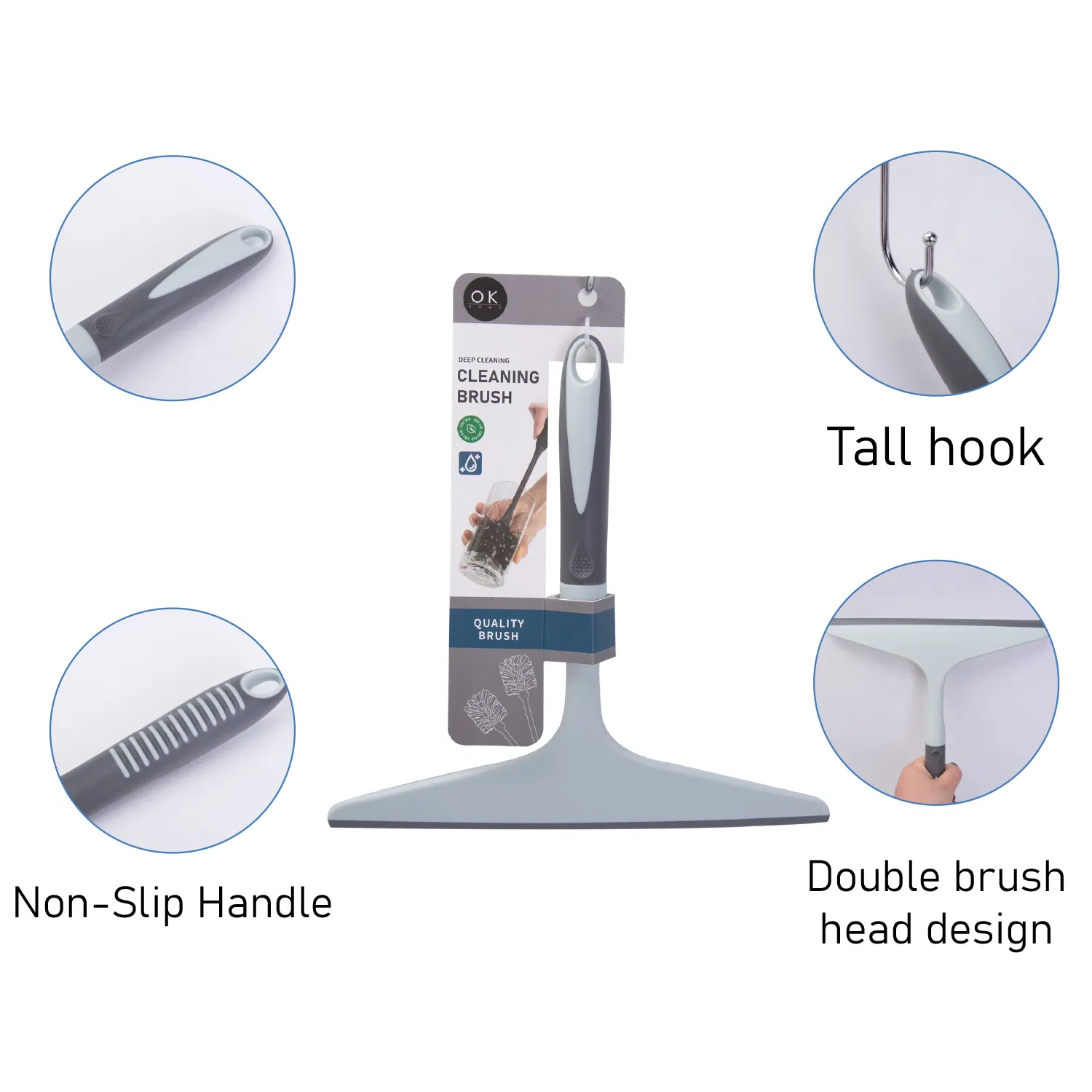 Window Glass Squeegee with Comfortable Grip Handle