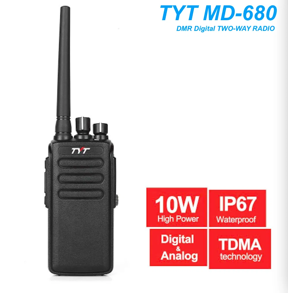 Tyt MD-680 High Output Power 10W Transceiver IP67 Radio Dmr Walkie Talkie