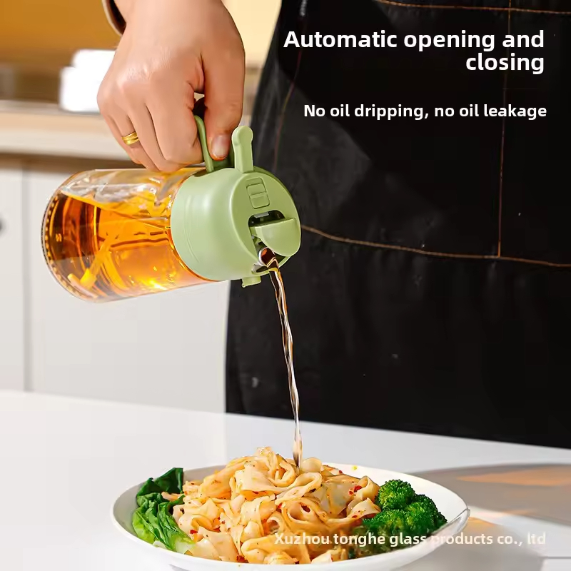 2 in 1 Premium Glass Kitchen Oil Sprayer Dispenser Bottle for Cooking and Serving Olive Oil Food Use
