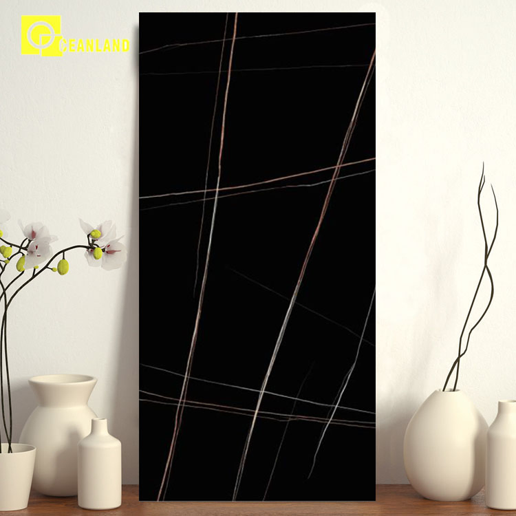 China Black Artificial Slab Sintered Stone Marble Tile Stone