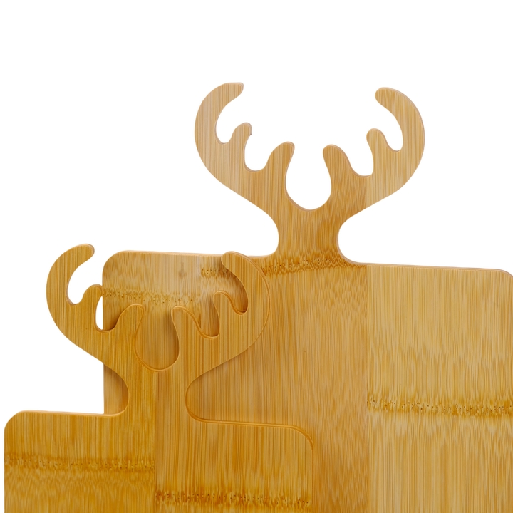 Bamboo Household Two-Piece Set of Deer Antler Shaped Fruit Cheese Board