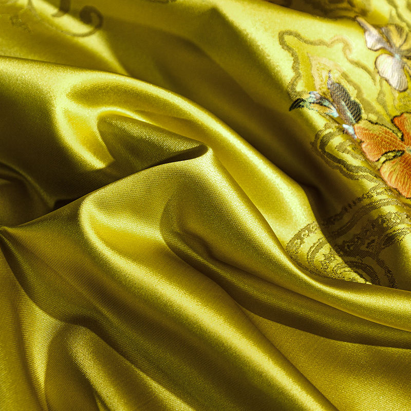 High-Quality Jacquard Comforter Duvet Quilt Cover 100% Cotton Bed Linen Fitted Sheets Green 4 Piece Home Textile Coverlets Bedding Set Supplier