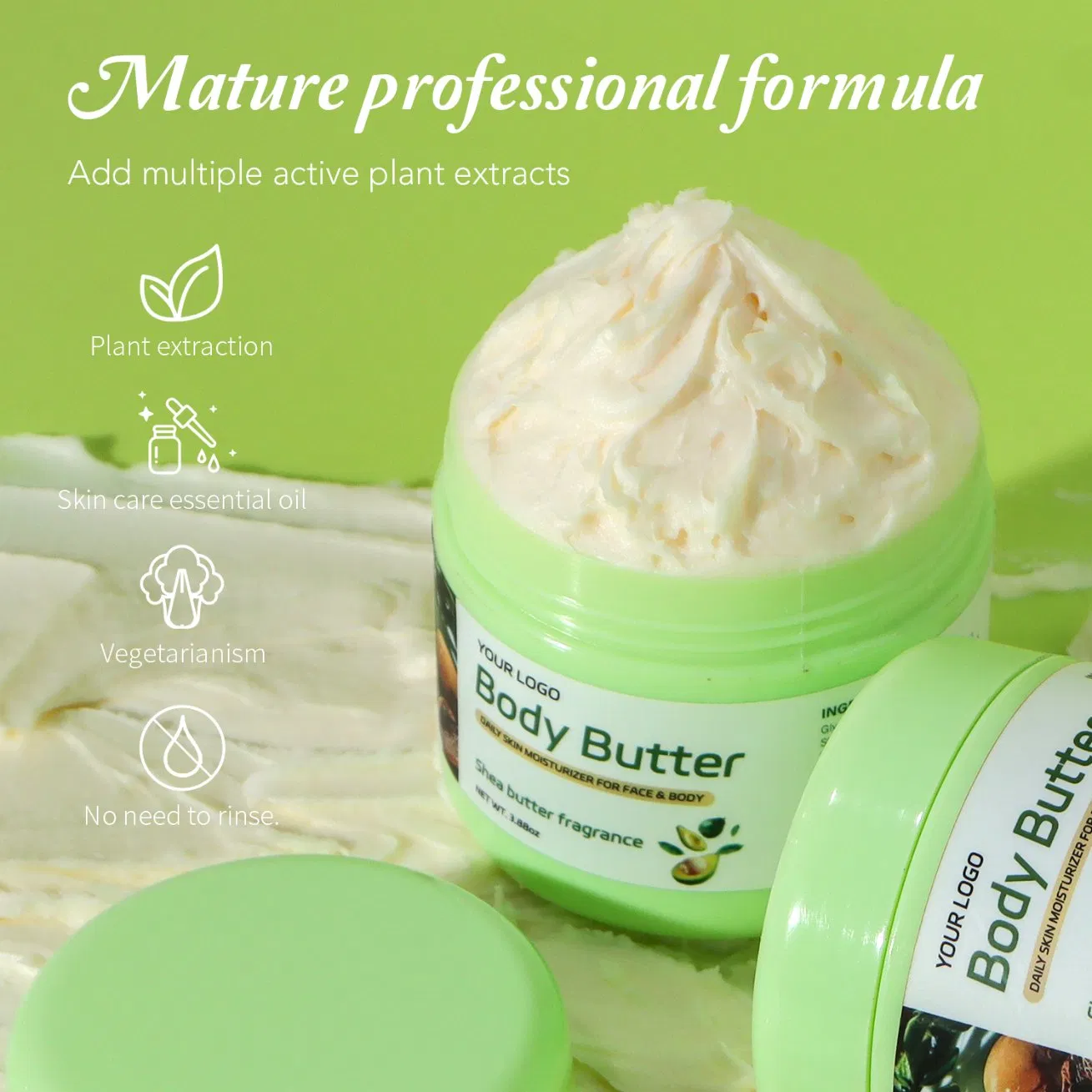 Custom Natural Shea Coconut Oil Whipped Body Butter