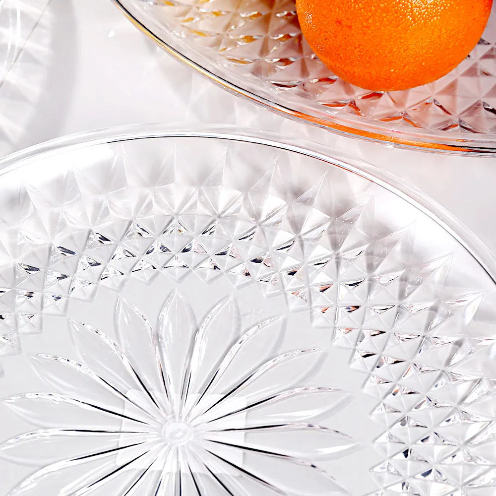 Plastic Fruit Plate - Diamond Pattern Lightweight Stackable Serving Platter