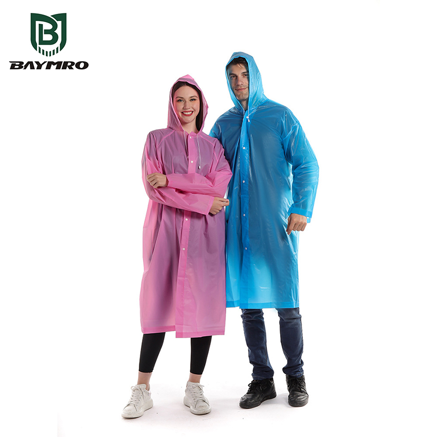 Waterproof Rainwear Pink EVA Long Raincoat with Hood CE