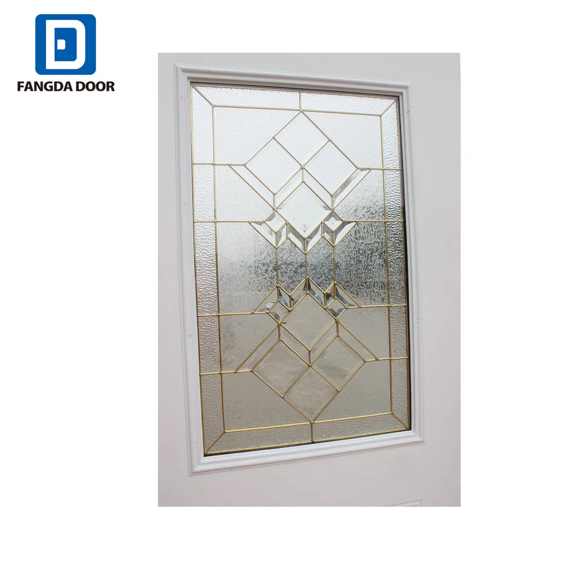 Fangda Pre-Hung Exterior Wrought Iron Door Decorated with Tempered Glass