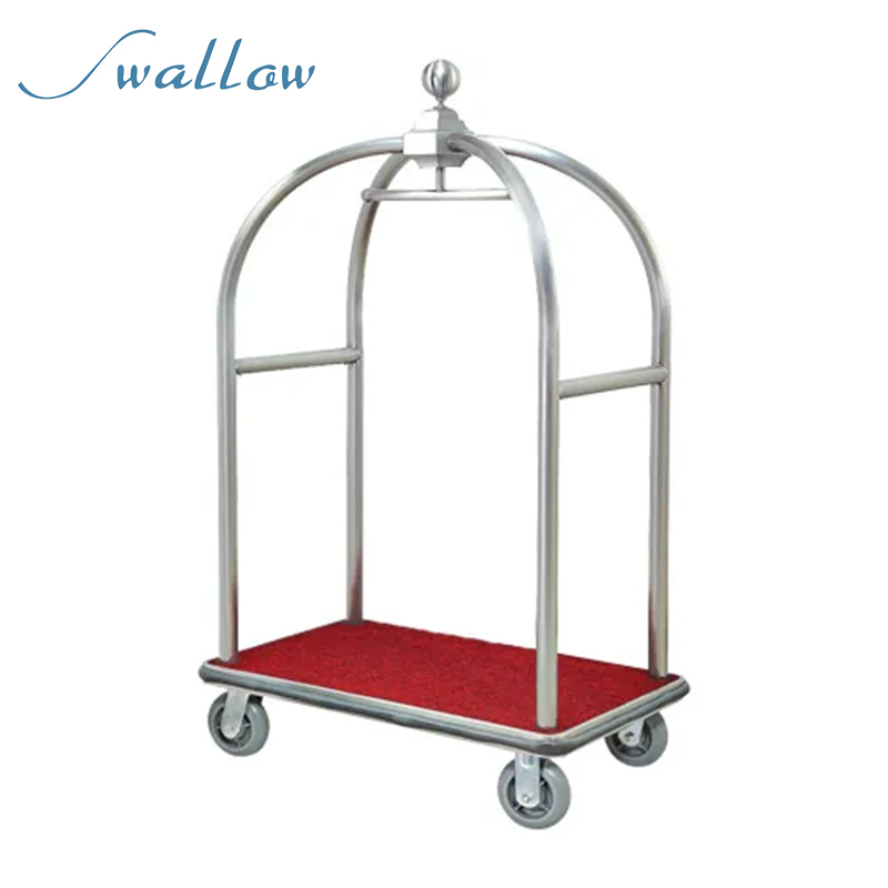 Metal Bell Boy Luggage Trolley for Hotel, Metal Bellhop Cart