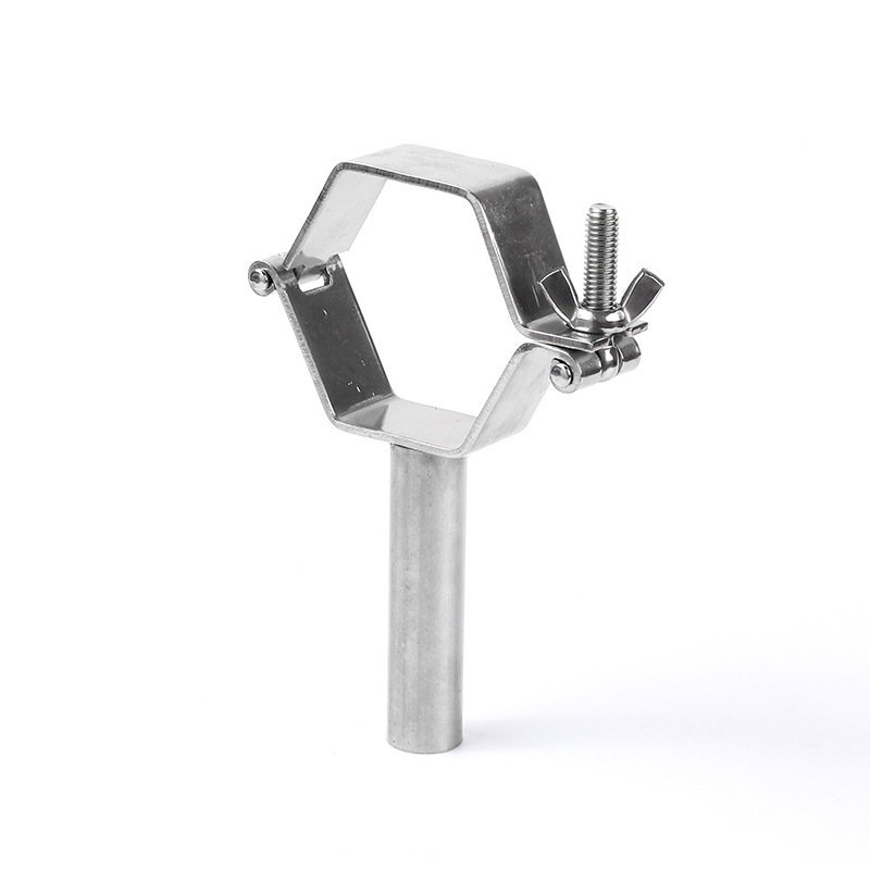 Sanitary Stainless Steel Single Pin Hexagon Pipe Holder/Support with Handle