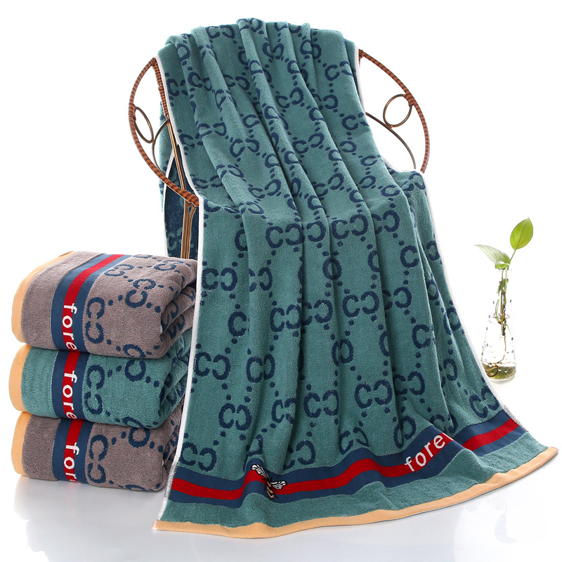 Cotton 100 Yarn Dyed Jacquard Hand Embroidery Sport Hotel Home Bath Beach Towels