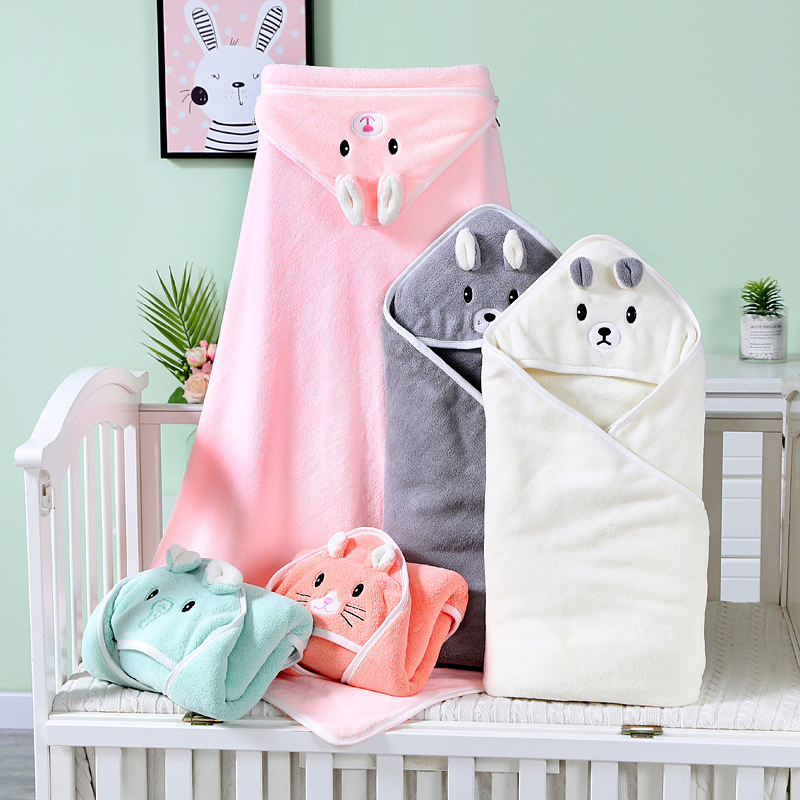 Coral Fleece Animal Shape Baby Bath Towel for Newborns