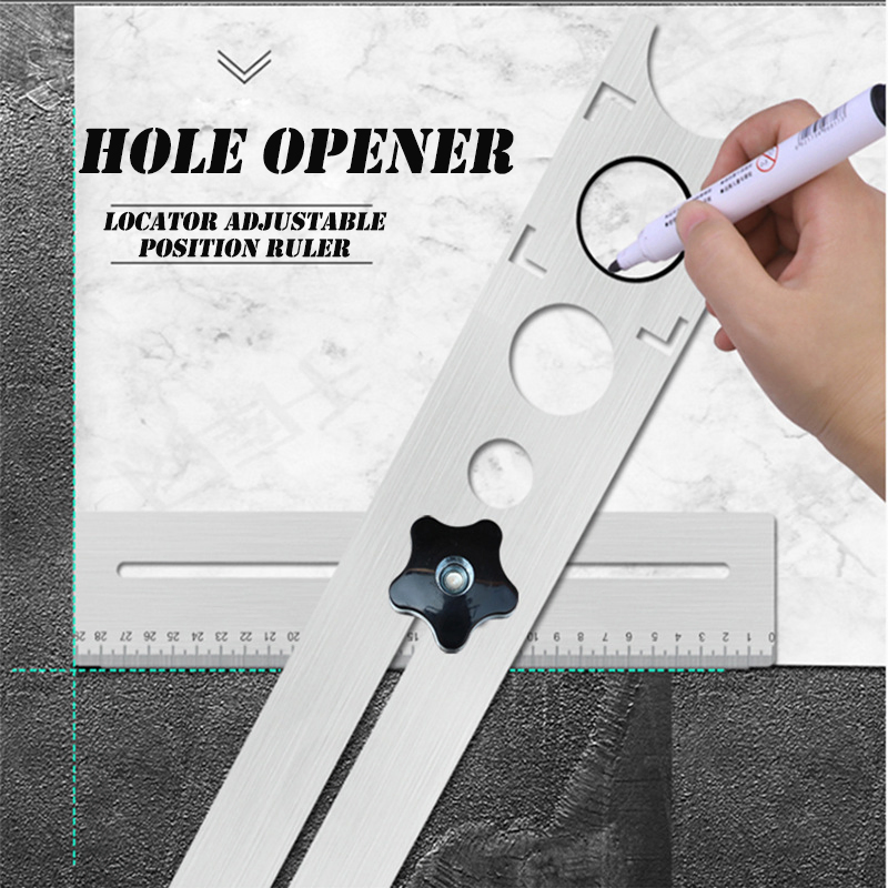 Hole Positioner Adjustable Positioning Ruler Marble Hole Opener Punch Hand Tool 40cm Long 1mm Thick
