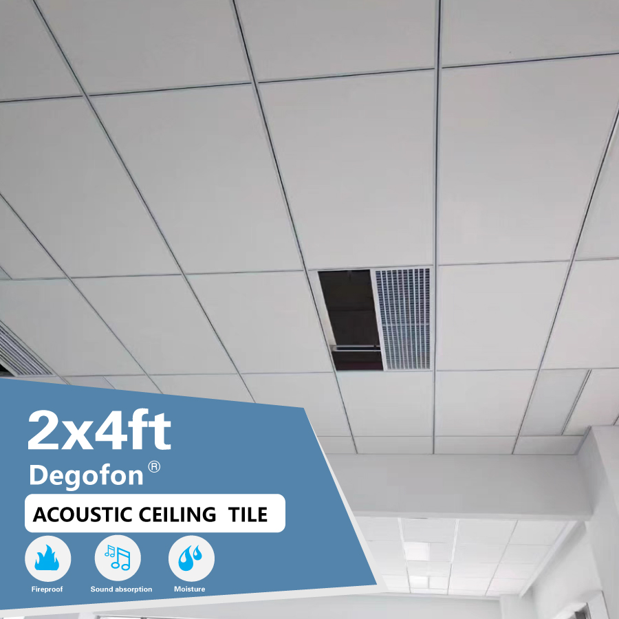 Modern Design Acoustic Stonewool Ceiling Grid Square Tiles Hotel Shopping Mall Office