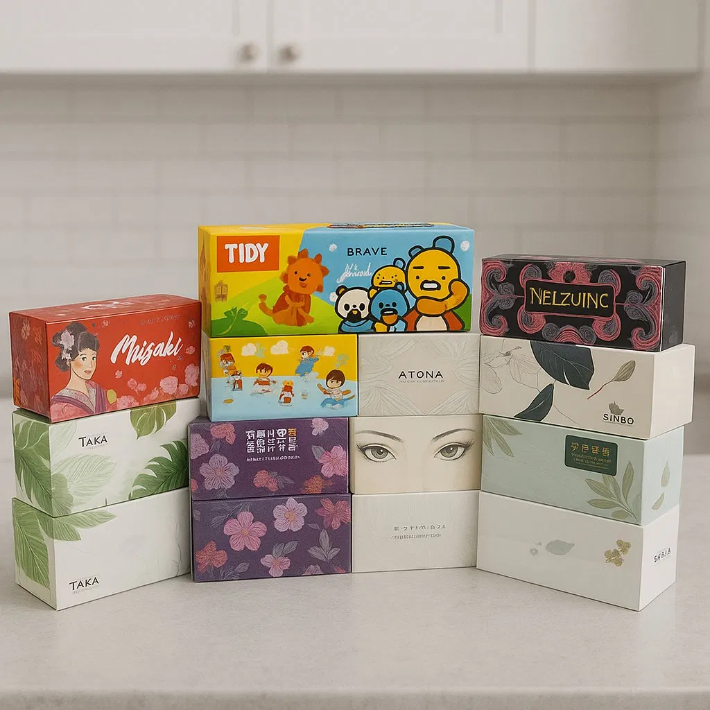 Organic Pack Soft Water Absorption Custom Logo Printing Bathroom Facial Tissues Paper