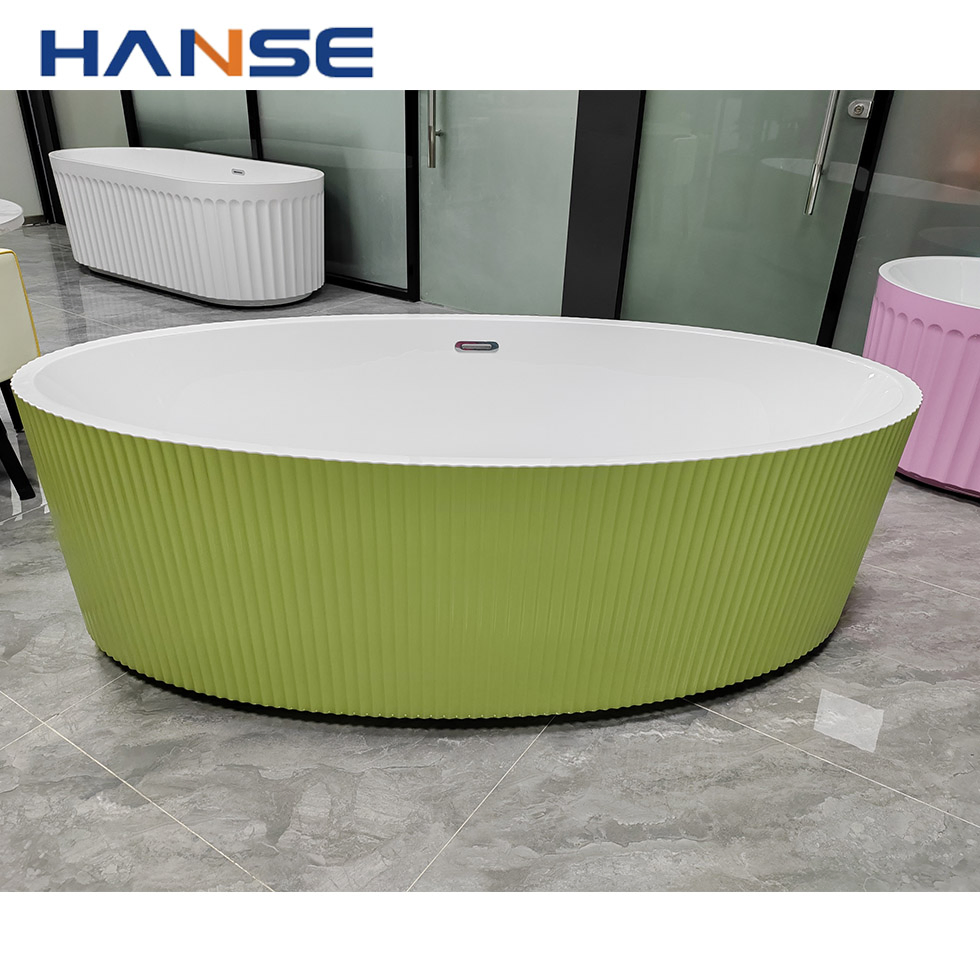 Factory Matte Black Acrylic Stripes Fluted Custom Project Freestanding Bathtub Relax Soak Sanitary Ware Freestanding Bathtub