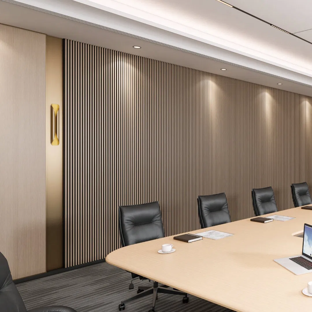 Indoor MDF Board Wood Slatted Acoustic Sound Absorbing Slat Wall Panels